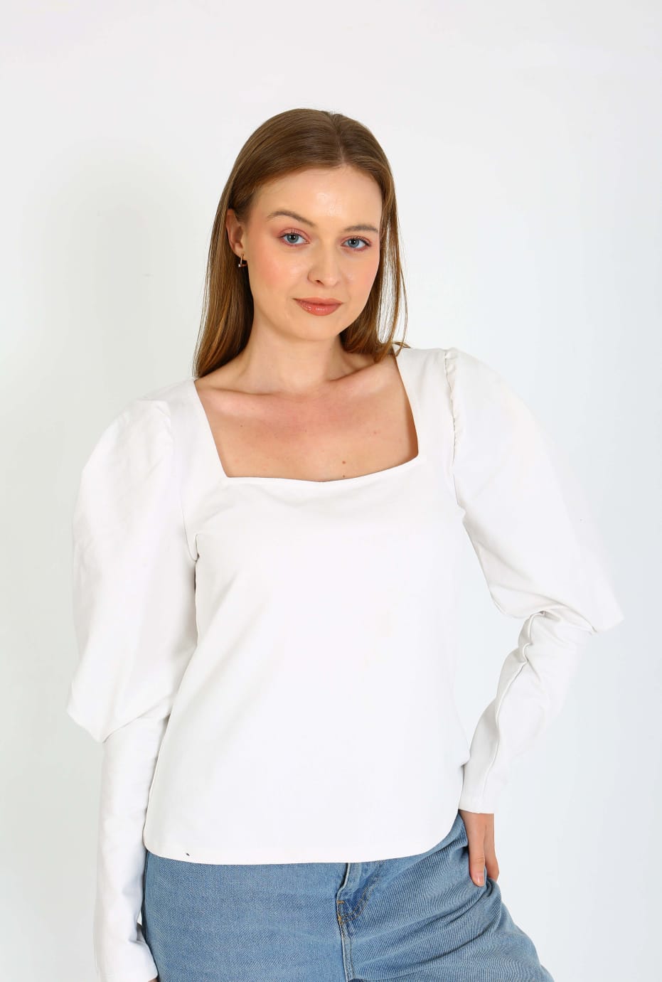 Cliff kare yaka yarasa kol detaylı bluz