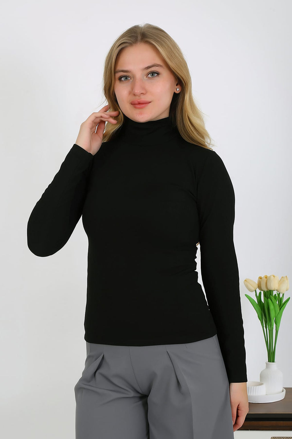 Cliff balıkıçı yaka fitilli kumaş şık bluz