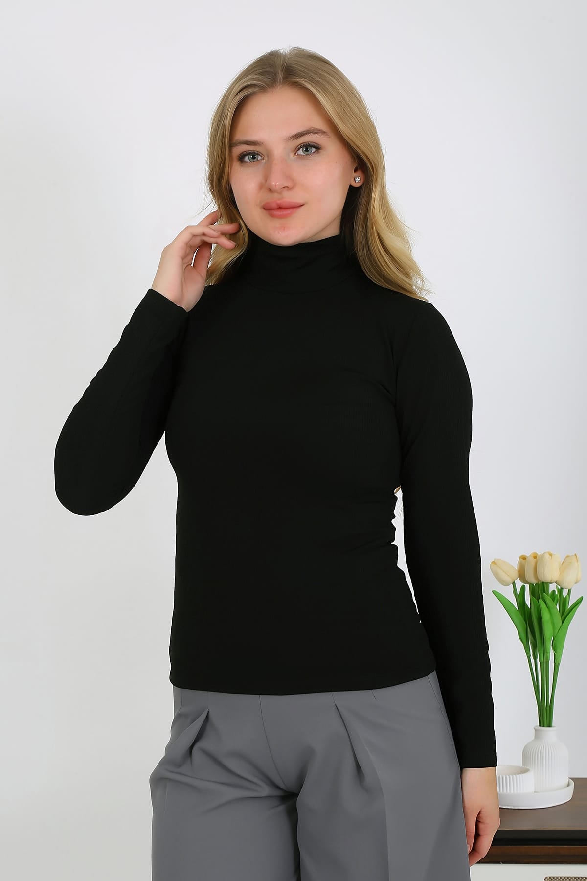 Cliff balıkıçı yaka fitilli kumaş şık bluz