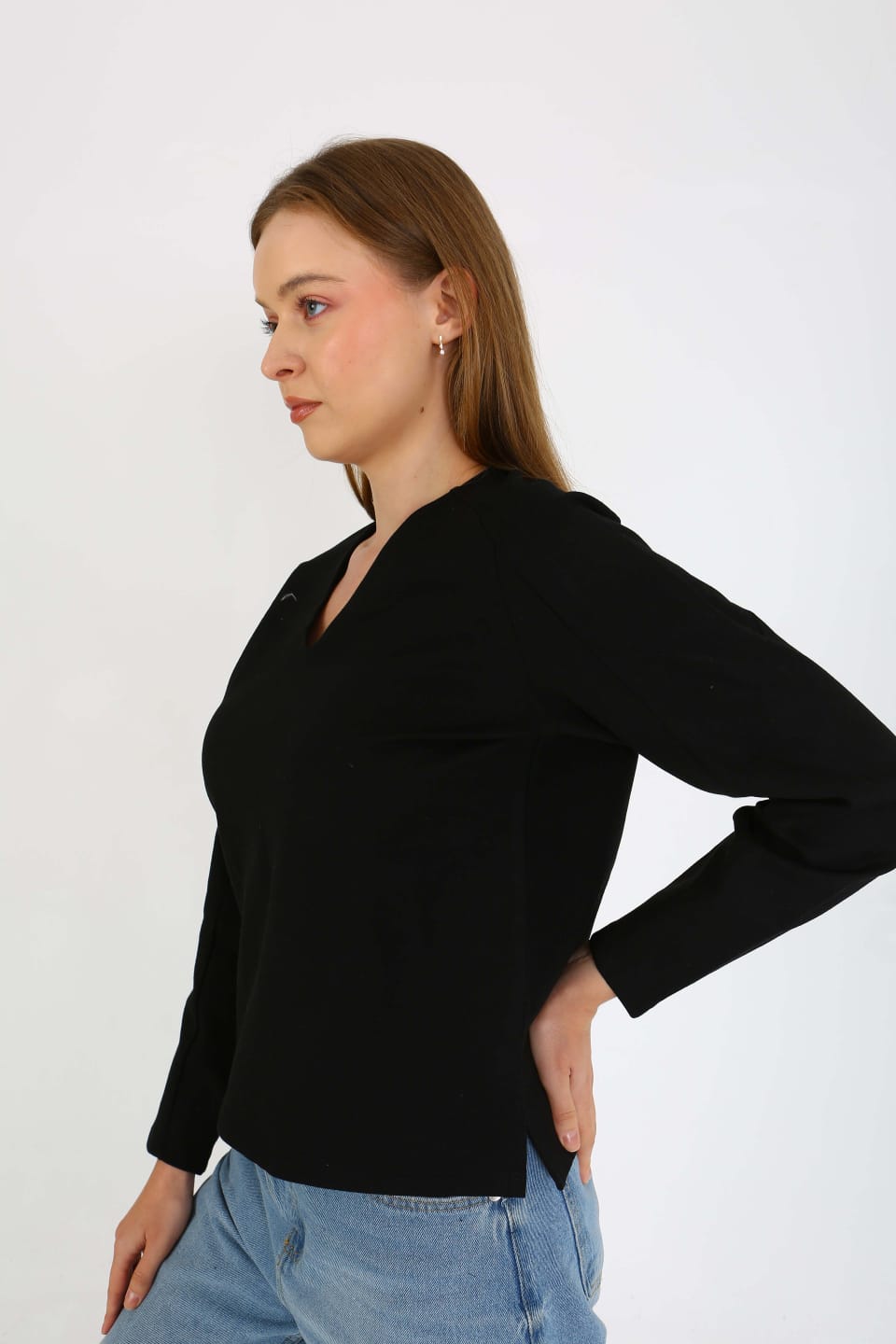 Cliff v yaka yırtmaçlı bluz